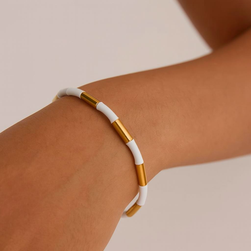 Bracelet Jonc Éclat Blanc & Or